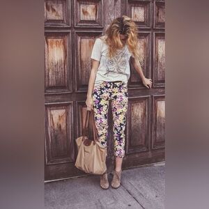 Anthropologie - CARTONNIER - FLORAL CROPPED Slim Trousers. Size: 2